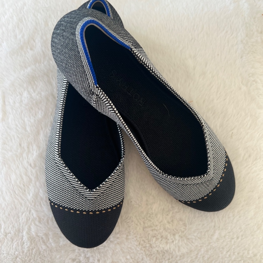 Rothy’s The Flat Size 8 Shoes Cloud Gray Birdseye Round Toe Ballet Slip-On